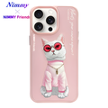iPhone 13 Pro | Nimmy 3D Gerçek Nakışlı Figürlü Gözlük ve Zincir Detaylı Cool Glasses Kılıf