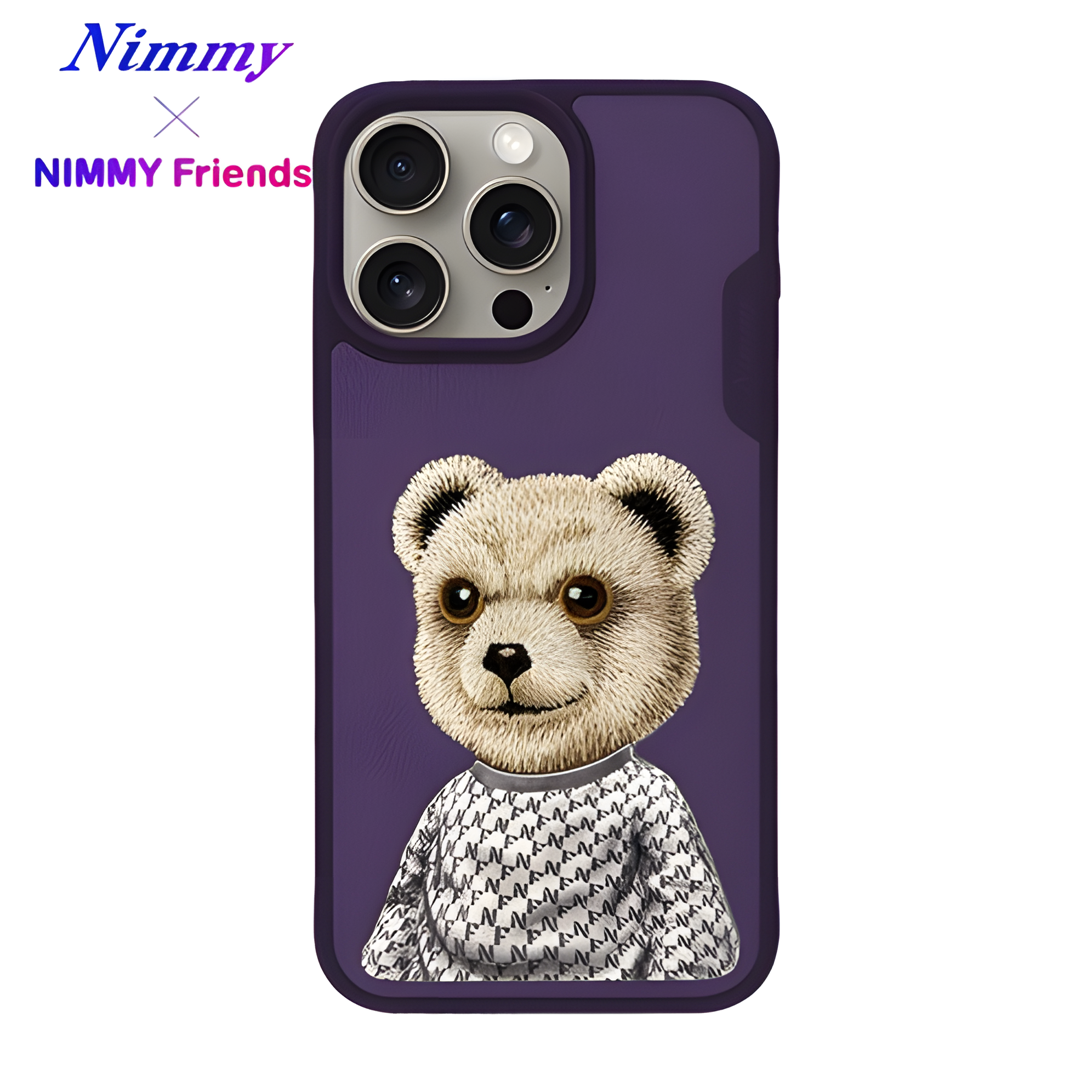 iPhone 14 Pro | Nimmy 3D Gerçek Nakışlı Figürlü Gözlük ve Zincir Detaylı Cool Glasses Kılıf