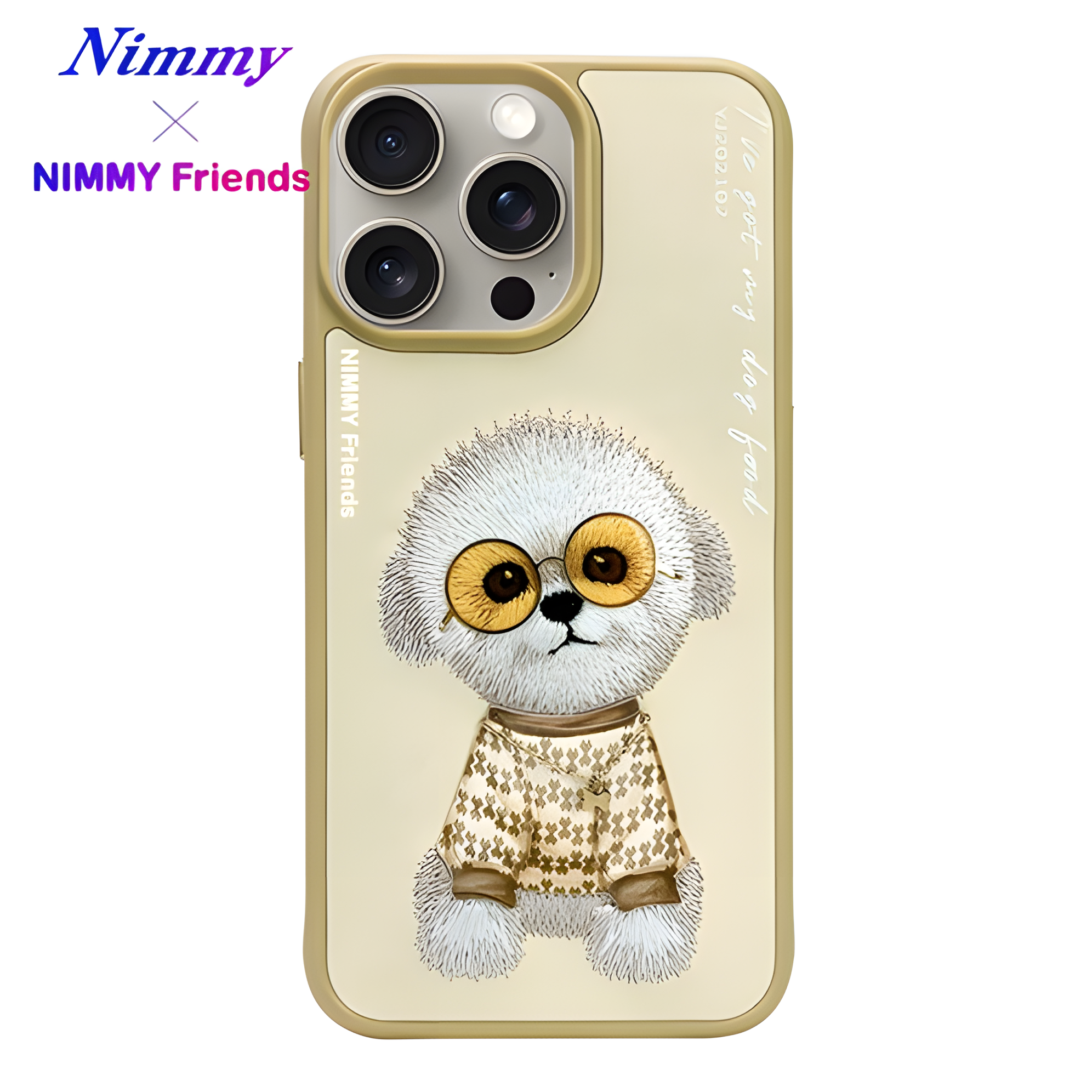 iPhone 14 Pro | Nimmy 3D Gerçek Nakışlı Figürlü Gözlük ve Zincir Detaylı Cool Glasses Kılıf