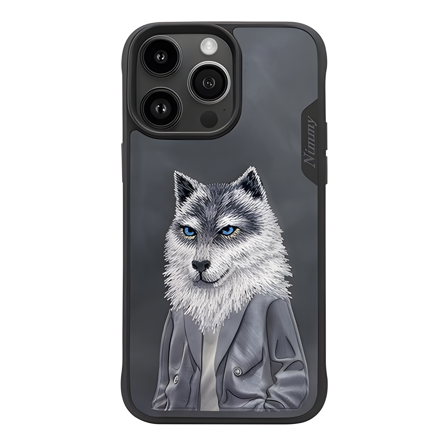 iPhone 15 Pro Max | Nimmy 3D Nakış İşlemeli Zincir ve Gözlük Detaylı Desenli Silikon Kılıf