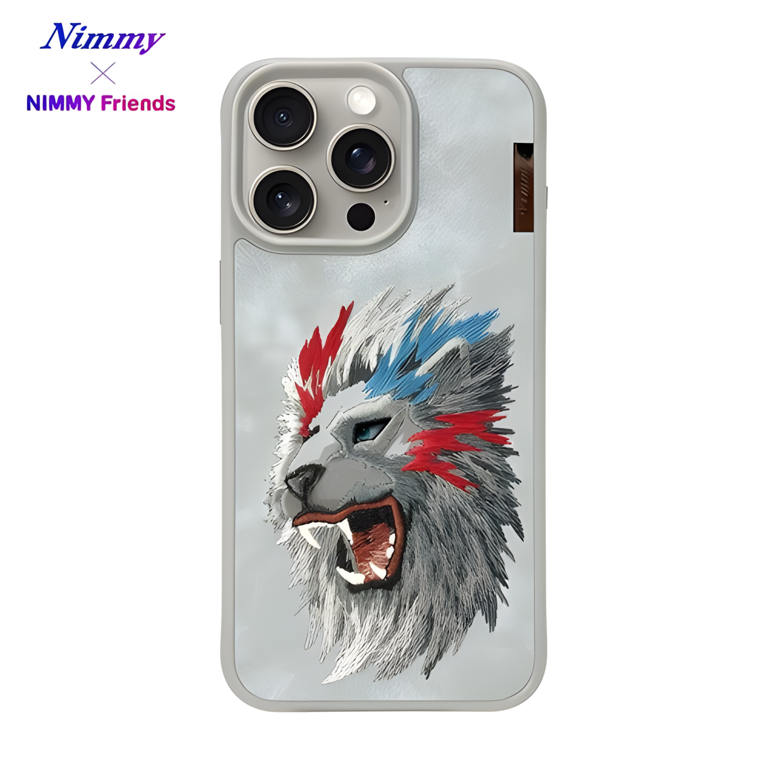iPhone 15 Pro Max | Nimmy 3D Nakış İşlemeli Zincir ve Gözlük Detaylı Desenli Silikon Kılıf