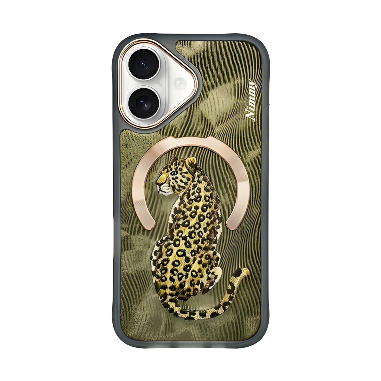 iPhone 16 Uyumlu | Nimmy 3D Gerçek Nakış İşleme Fermuarlı Mont ve Gözlük Detaylı Premium Ayıcık Kılıf